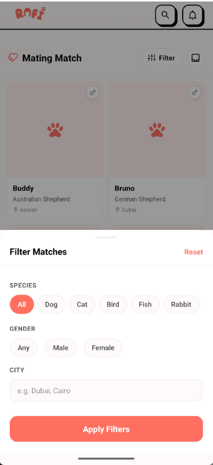 Pet Matching Filter